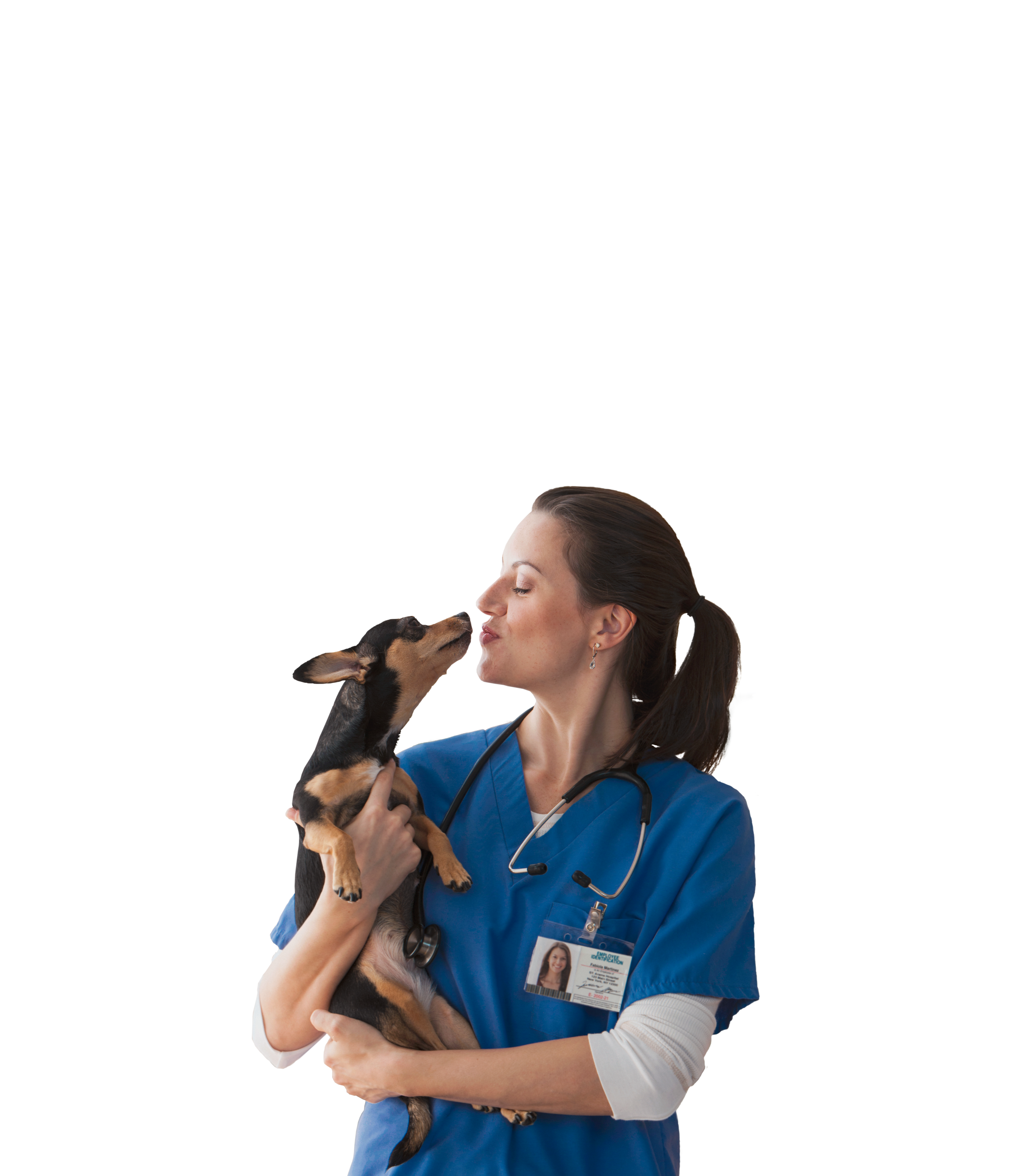 Doctor kissing a dog